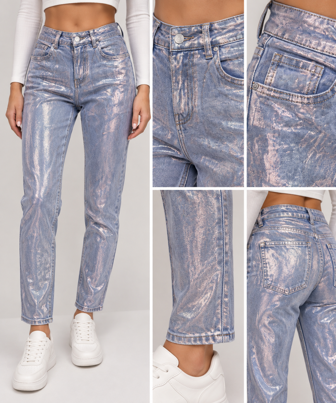 Jeans (H2257) Donna Regular Fit Effetto Laminato – Modello Trendy