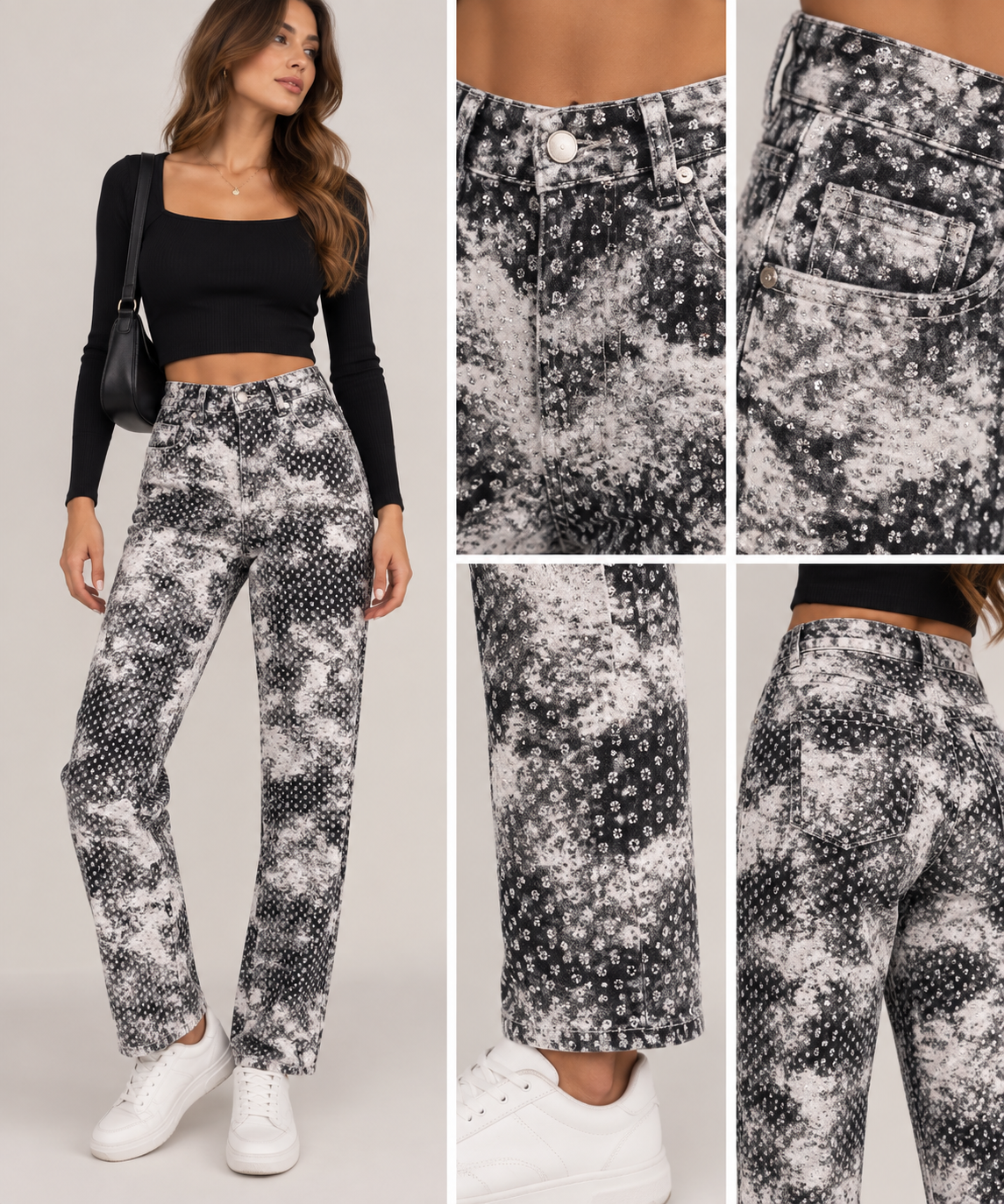 Jeans (H2583) Donna Gamba Dritta Fantasia Fashion – Modello Trendy