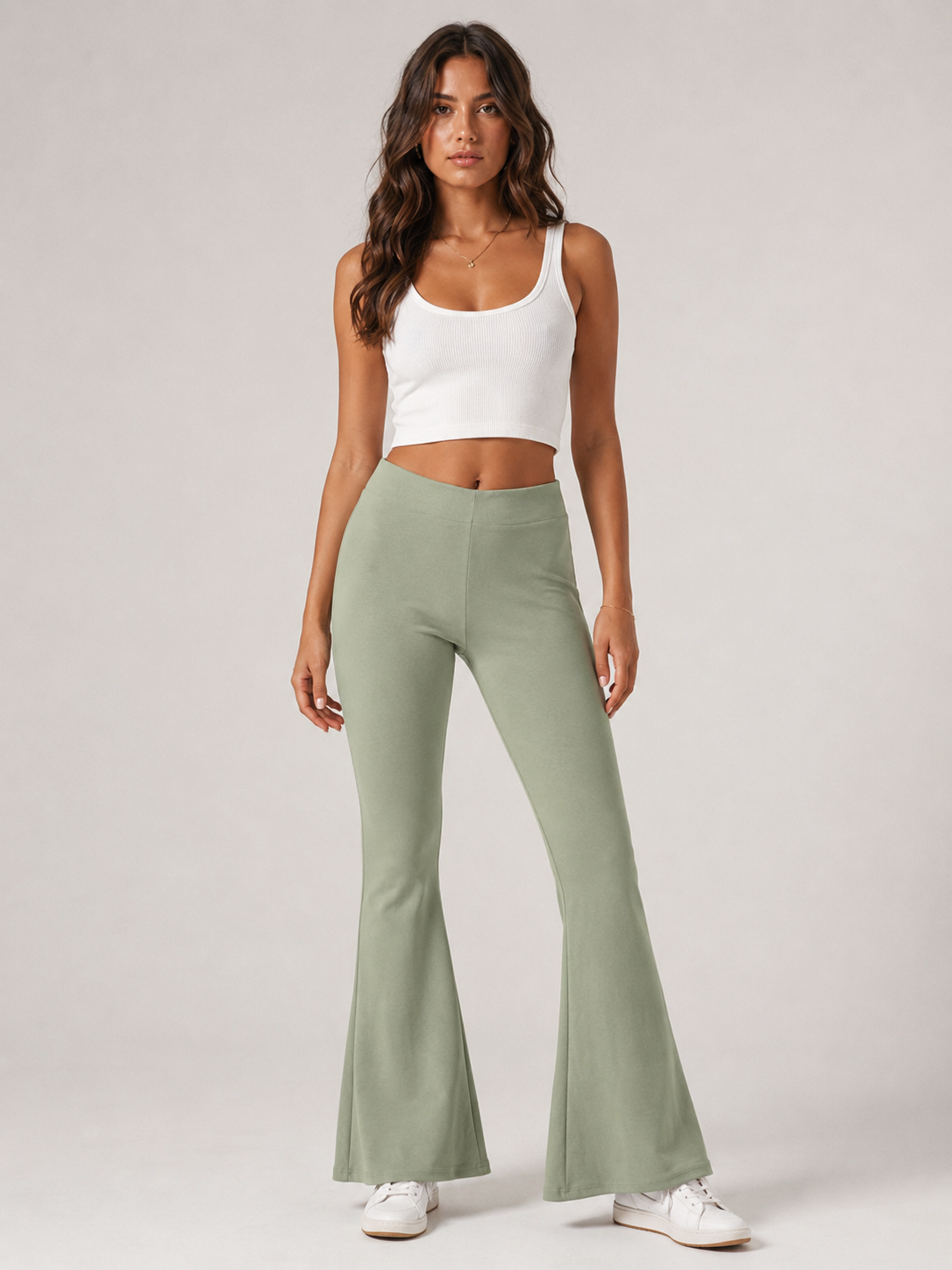 Pantalone Donna a Zampa in Jersey Elasticizzato
