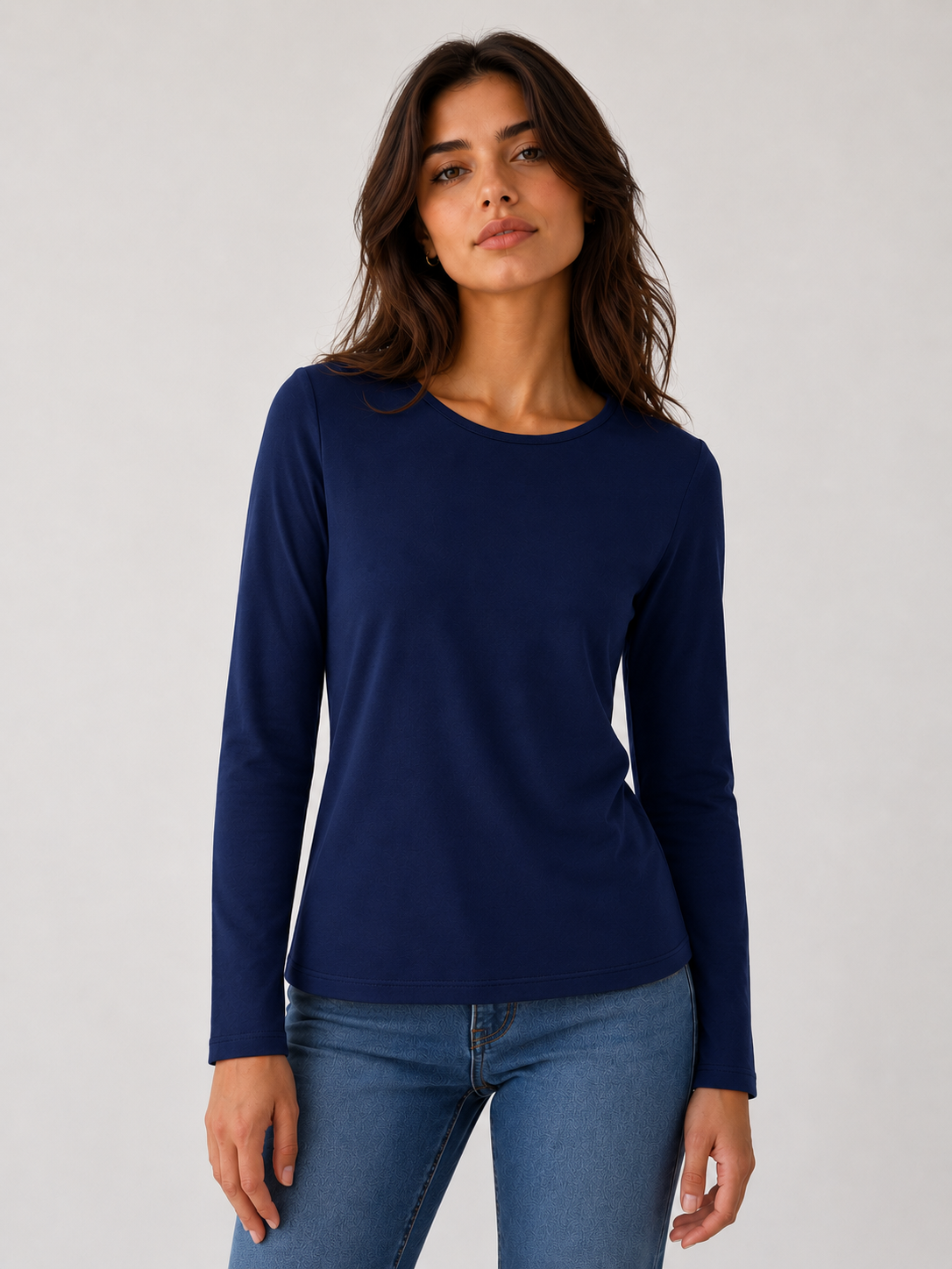 Maglia Donna Basic a Manica Lunga Girocollo