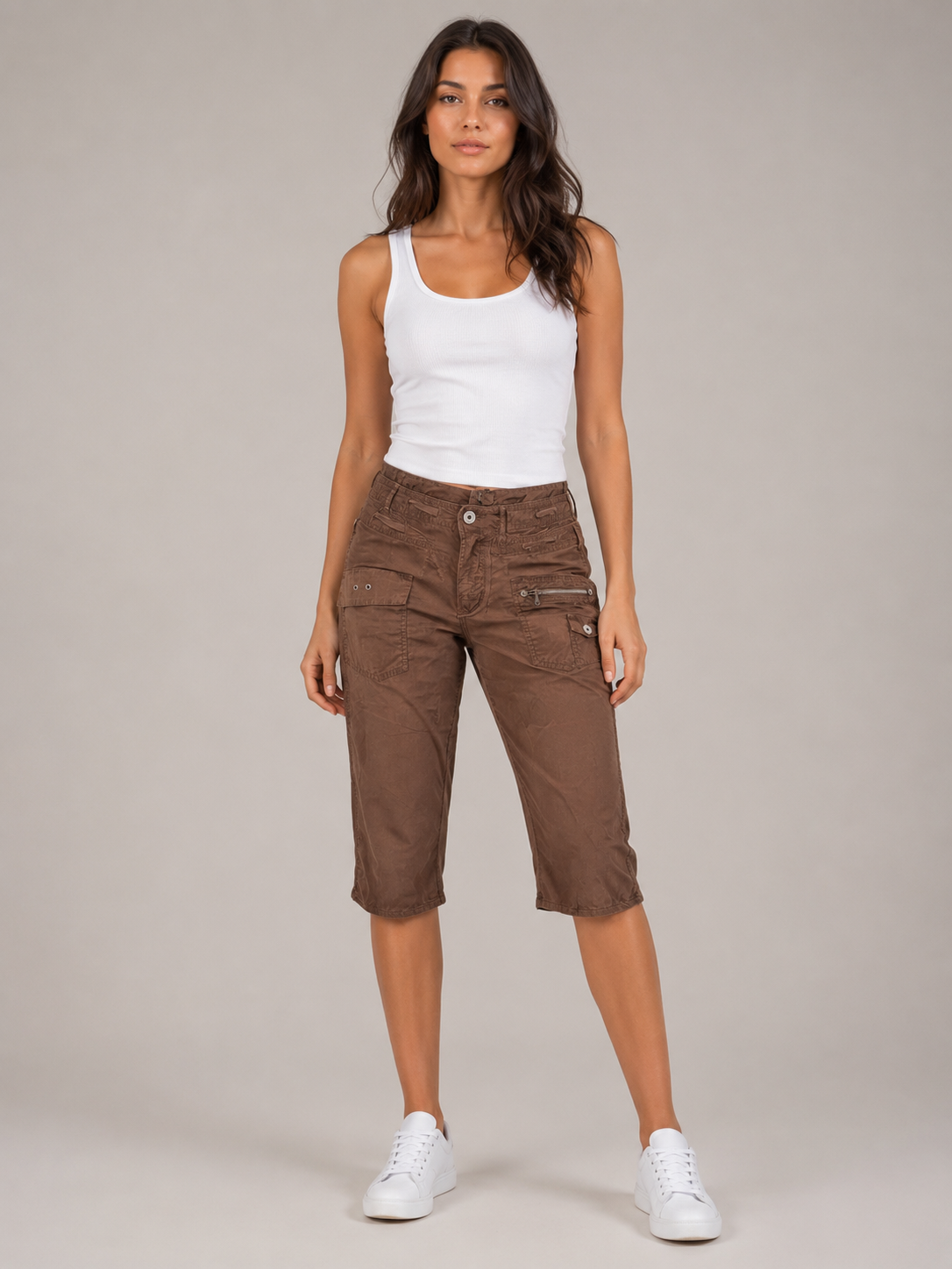 Bermuda Cargo Donna con Tasche e Zip