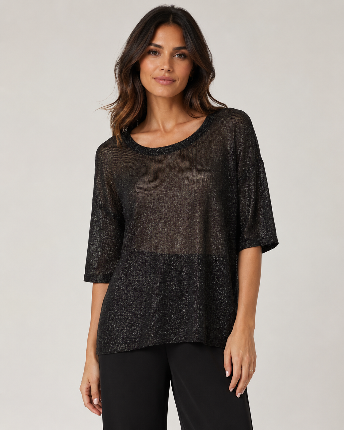 Maglia Donna Lurex con Maniche a Tre Quarti