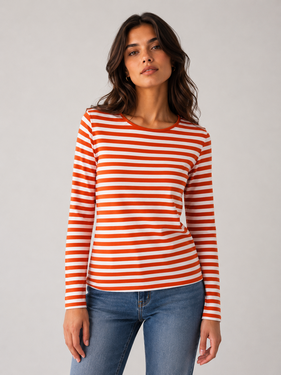 Maglia Donna a Righe Manica Lunga Girocollo