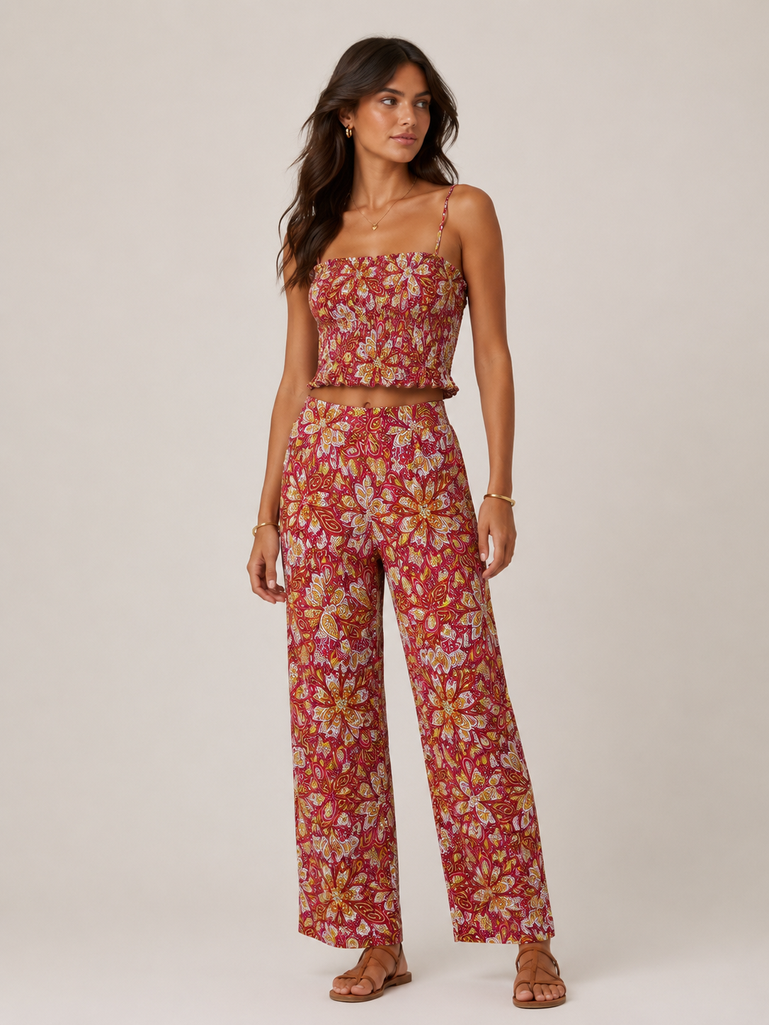 Completo Top Arricciato e Pantalone Palazzo Fantasia – Coordinato Estivo