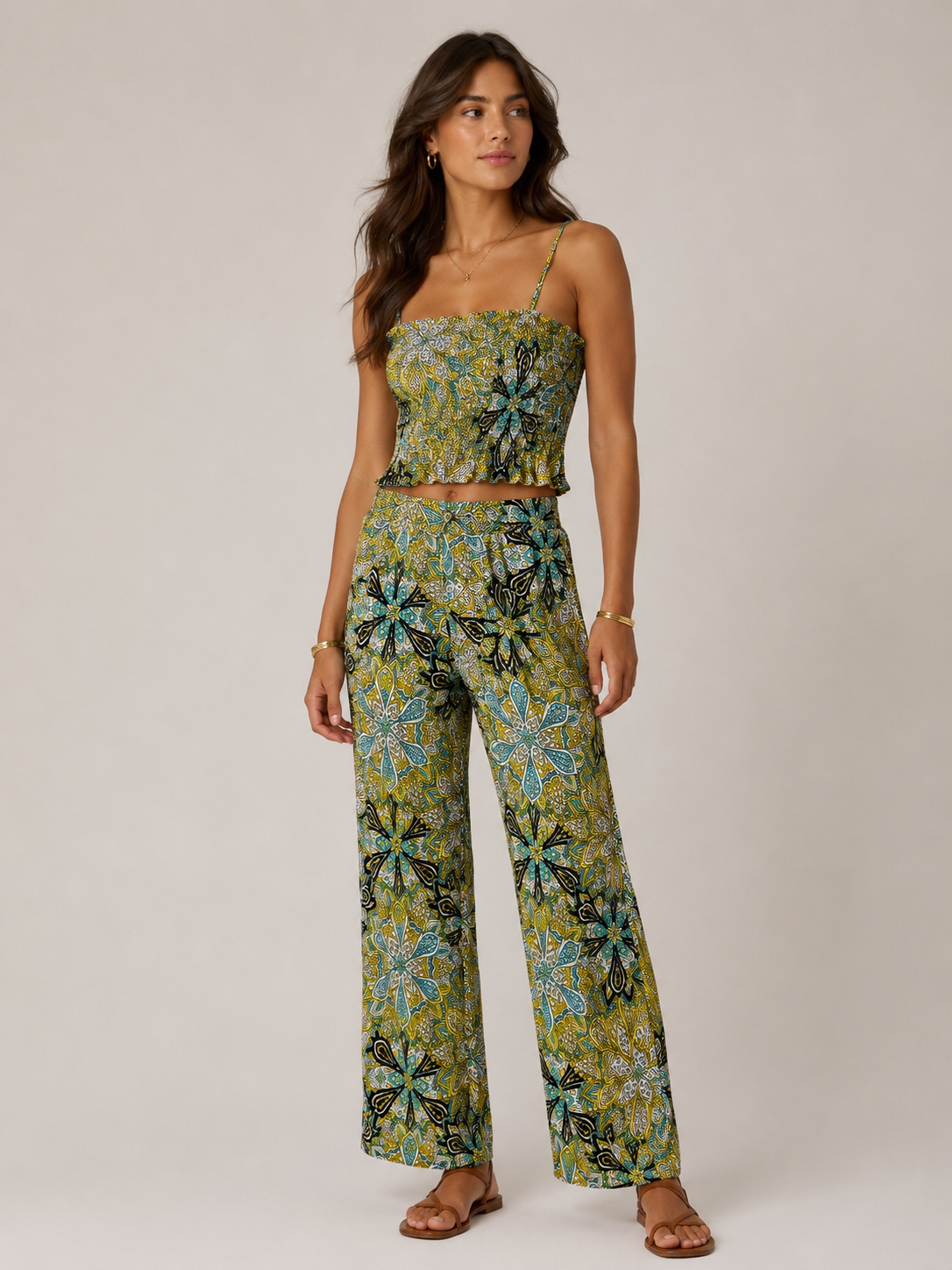 Completo Top Arricciato e Pantalone Palazzo Fantasia – Coordinato Estivo