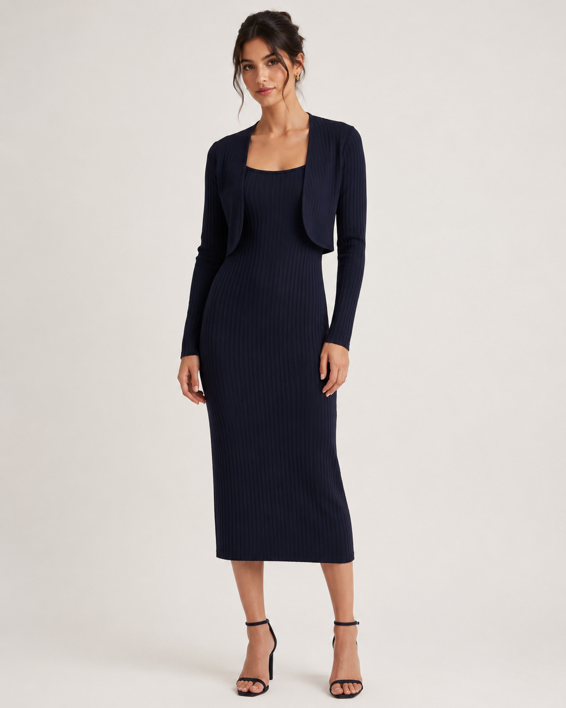 Abito Donna Midi a Costine con Bolerino