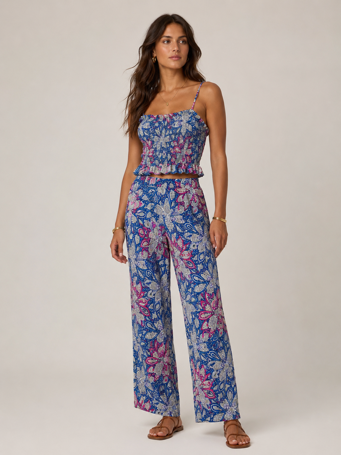 Completo Top Arricciato e Pantalone Palazzo Fantasia – Coordinato Estivo