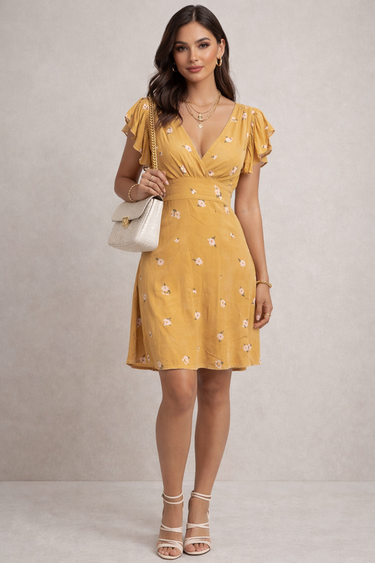 ABITO MIDI A FIORELLINI SCOLLO A V