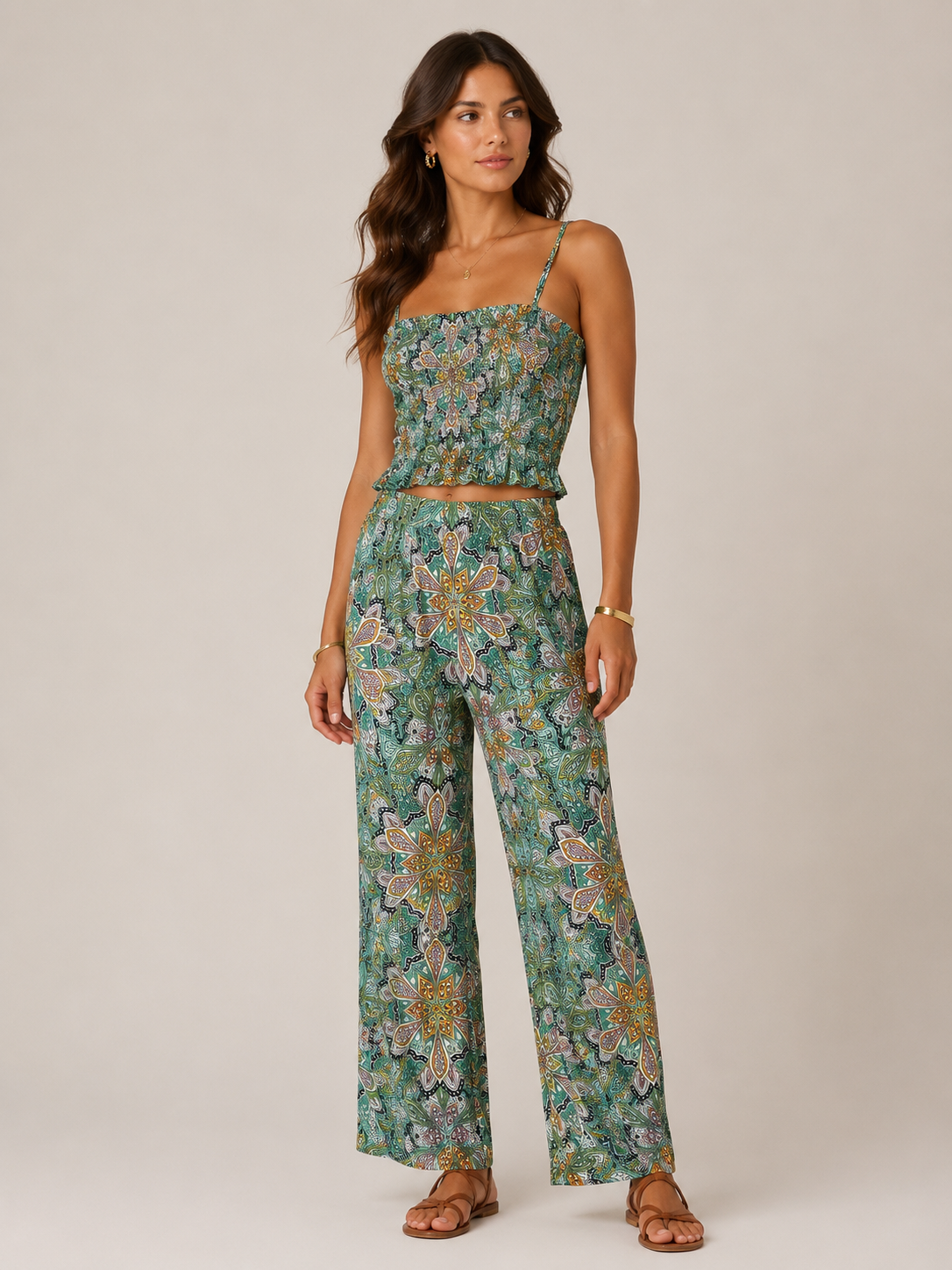 Completo Top Arricciato e Pantalone Palazzo Fantasia – Coordinato Estivo