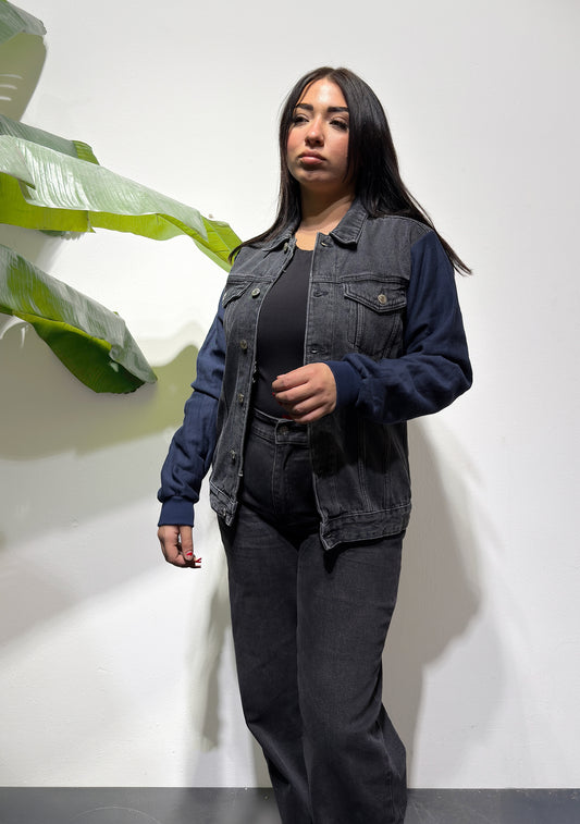 GIUBBOTTO DI JEANS CONTRASTO